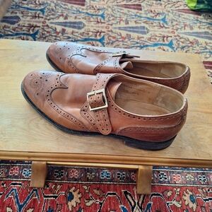 Elegant Tan Leather Men's Monk Strap Shoes